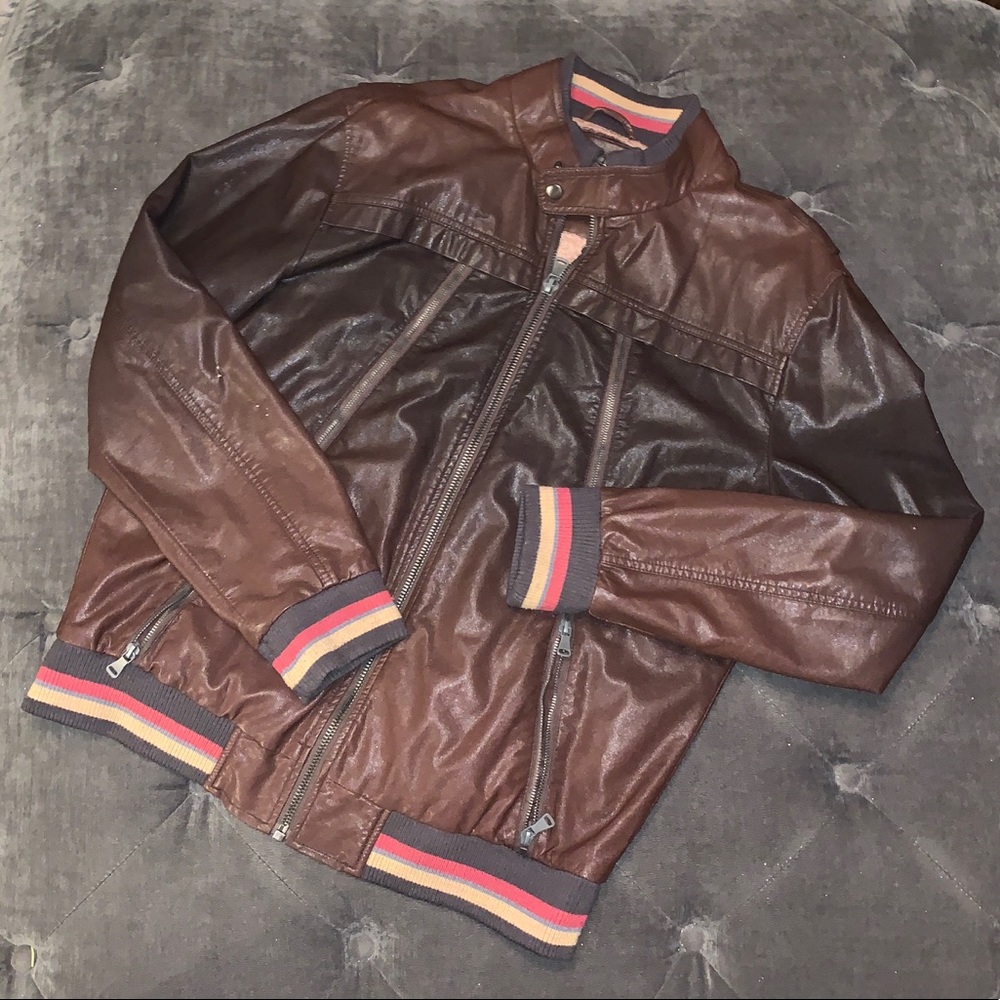 Forever 21 MEN- Faux Leather Bomber Jacket